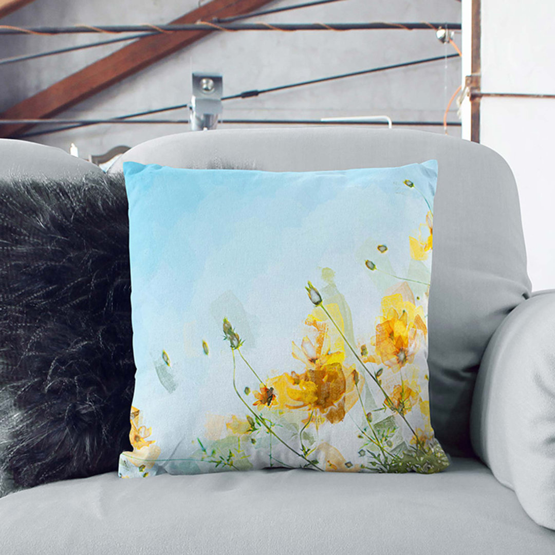 Flowers in Abstract Cushion with Filling