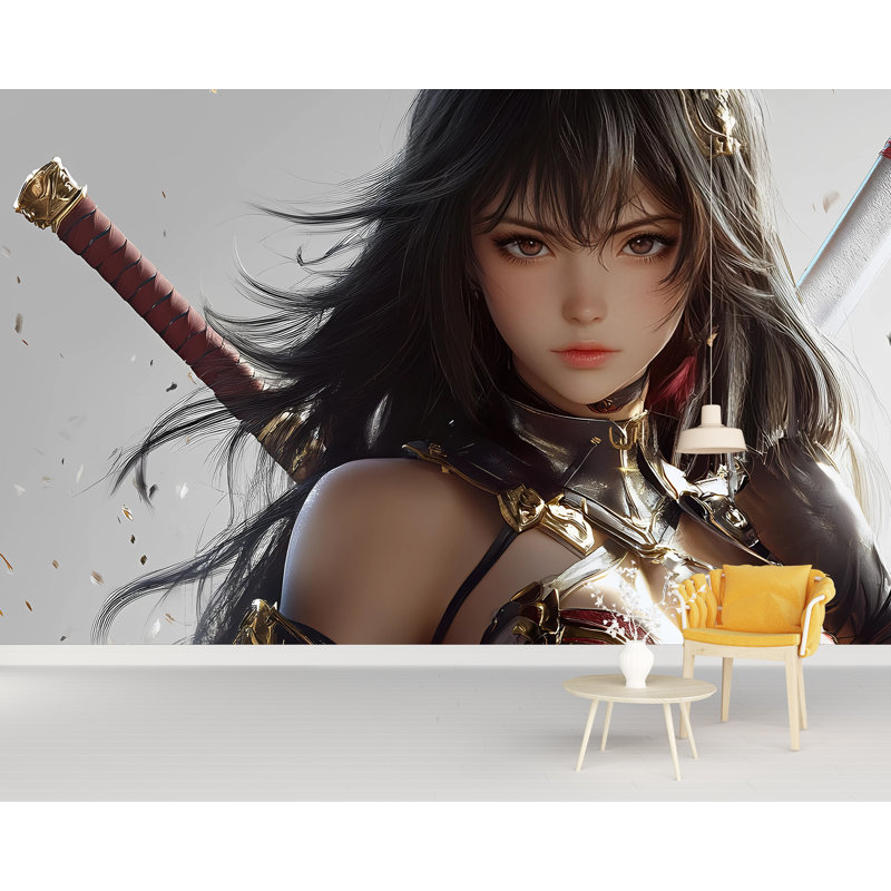 Fierce Samurai Girl, L 144 po x l 100 po, Peler et coller