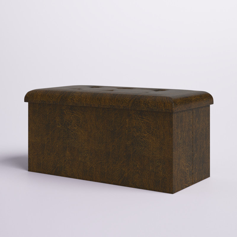 Banc de rangement rembourré Millett, Polyuréthane brun