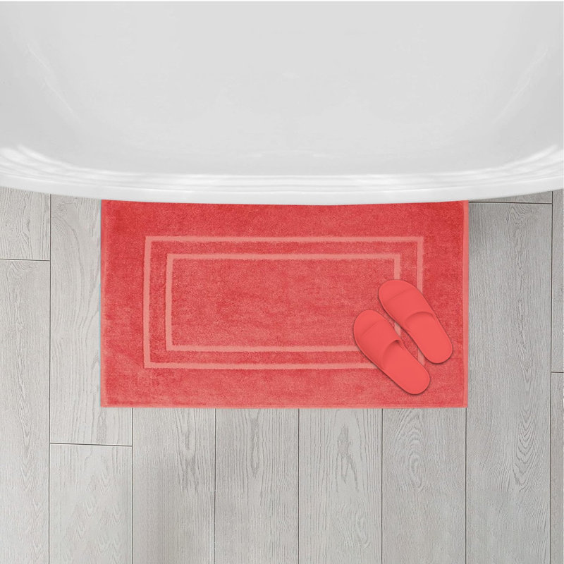  Tapis de bain 100% coton 850 g / m² super doux, très absorbant et à séchage rapide - pas un tapis de salle de bain, Corail