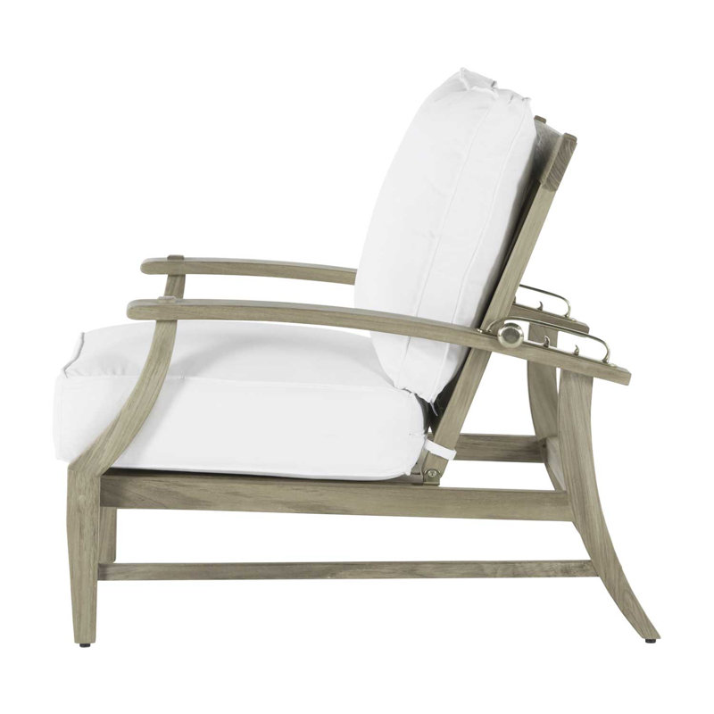 Croquet Teak Patio Chair with Cushions, Welt, Oyster Teak, Natural White