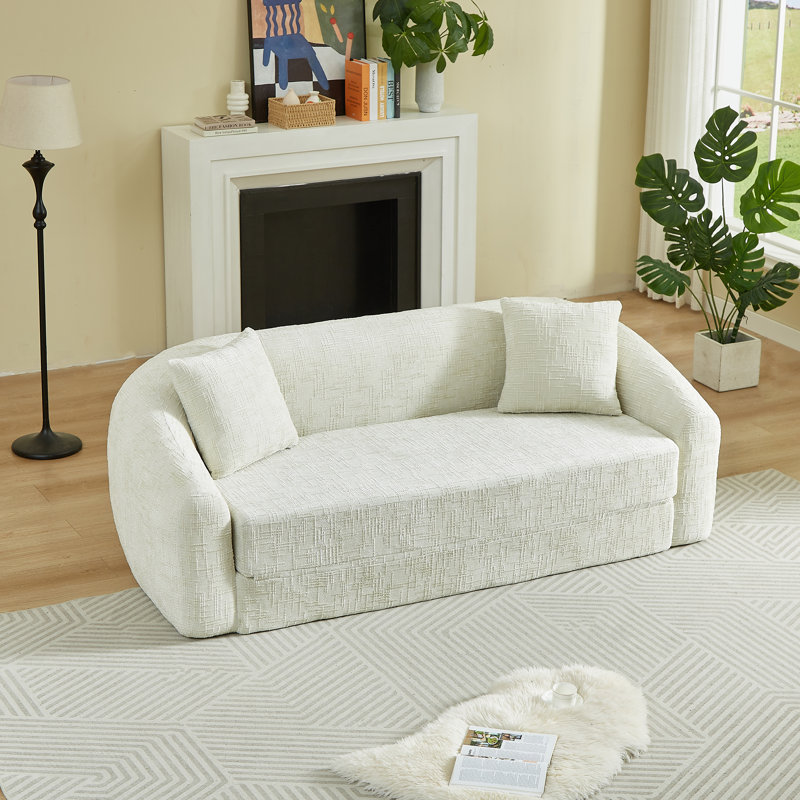 Canapé inclinable incurvé de 87 po, Beige