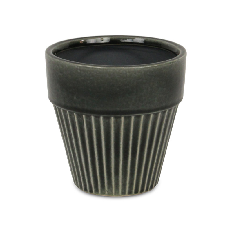 Lutton Handmade Ceramic Pot Planter, Gray, 6" H x 6" W x 6" D