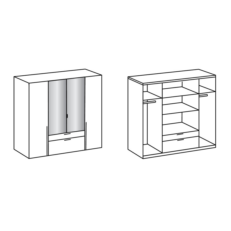 Agdal 4 Door Manufactured Wood Wardrobe, Oak