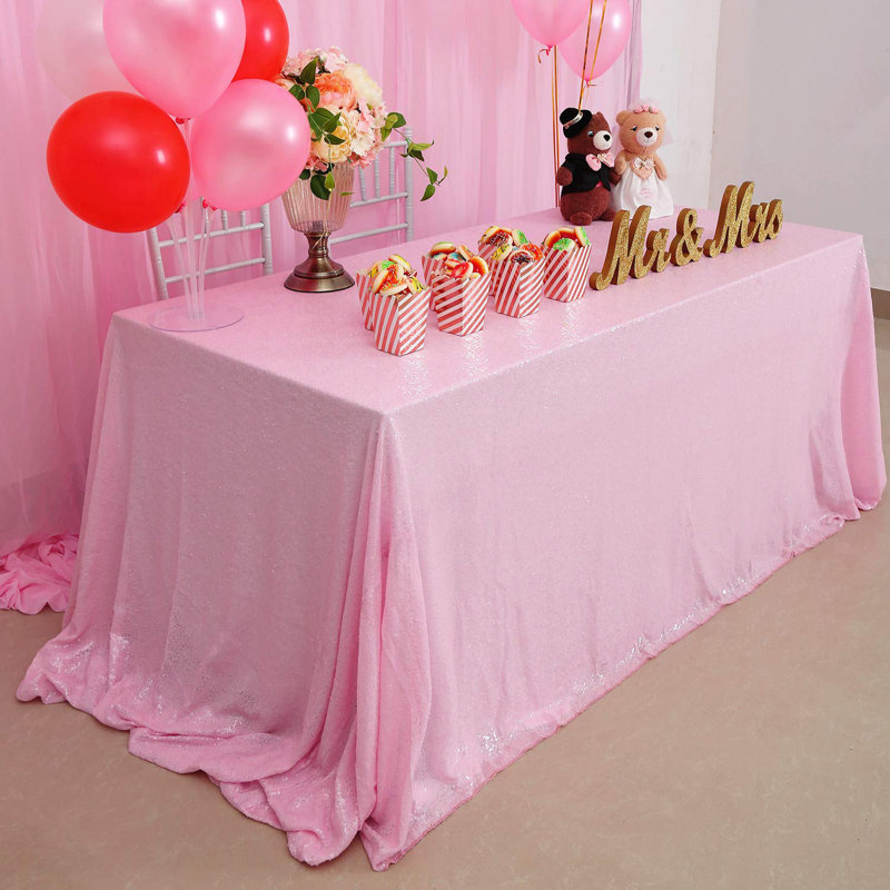 90X132 Inch Tablecloth Pink Sequin Tablecloth