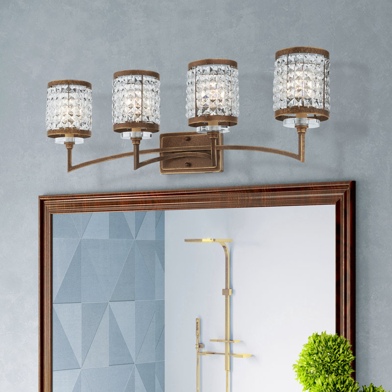 Éclairage de salle de bain à intensité variable 4 lumières Belisle, Bronze palacial