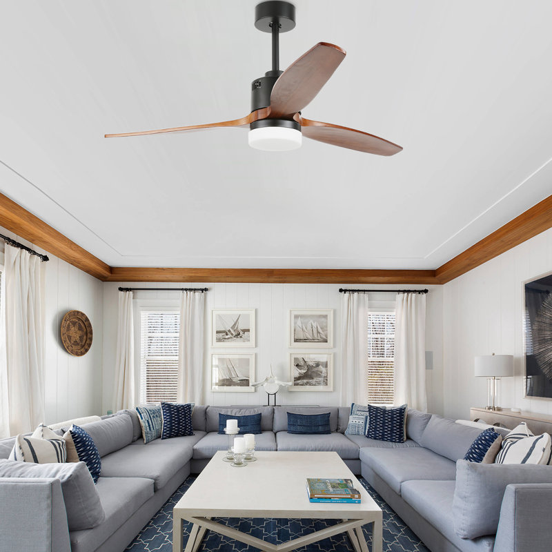 Ventilateur de plafond intérieur en bois de 52 pouces avec lumières et télécommande Benardo