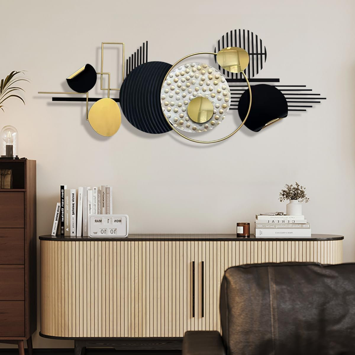 SKE RENTALS Metal Wall Art Modern Art Black And Gold Decor Wall Boho ...