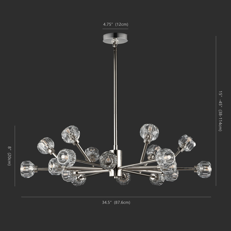 Elizabelle 18 - Light Chandelier, Chrome