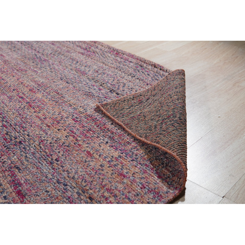 Contemporary Silk Red Hand Knotted Wool Red Mix Grass Natural Silk 8' x 10' Area Rug