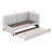 Twin Size Upholstered Daybed, Linen Fabric Sofa Bed With Trundle For Bedroom, Wood Slat Support, No Box Spring Needed-1458095641