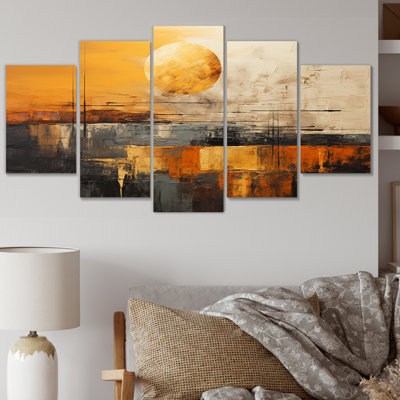 Sunrise Golden Hour Collage II - salon d'art mural moderne - 5 panneaux
