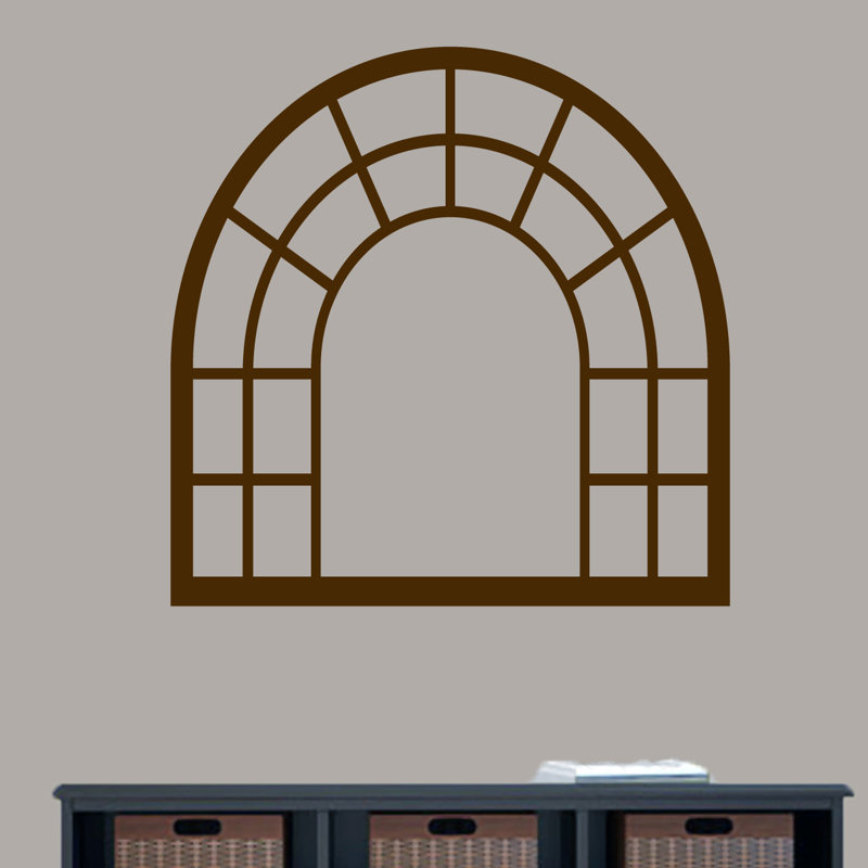 Décalcomanie murale cadre de fenêtre arched, Brun