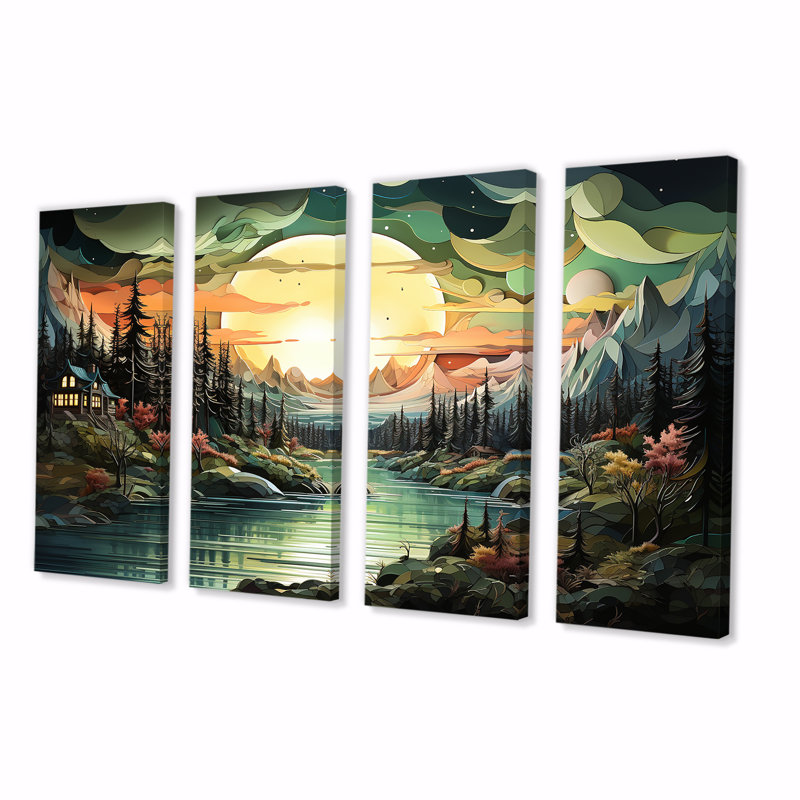 Ensemble de décoration murale 4 pièces Mountain Forest, H 28 po x l 48 po