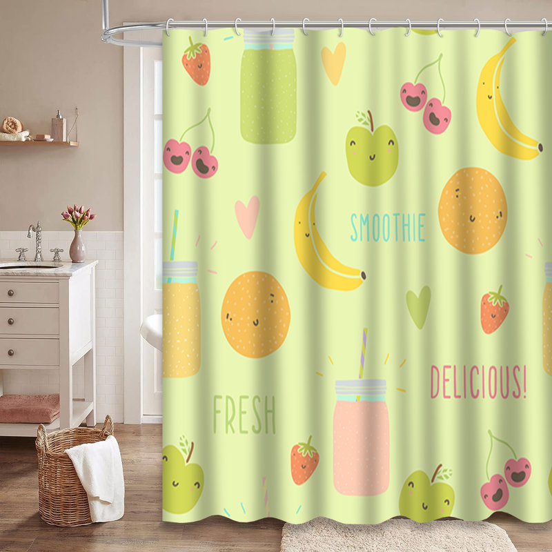 Mignon rideau de douche avec 12 crochets, L 72 po x l 84 po