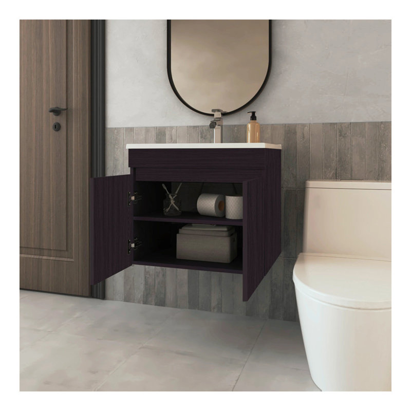 Meuble-lavabo avec 2 portes, Marron foncé
