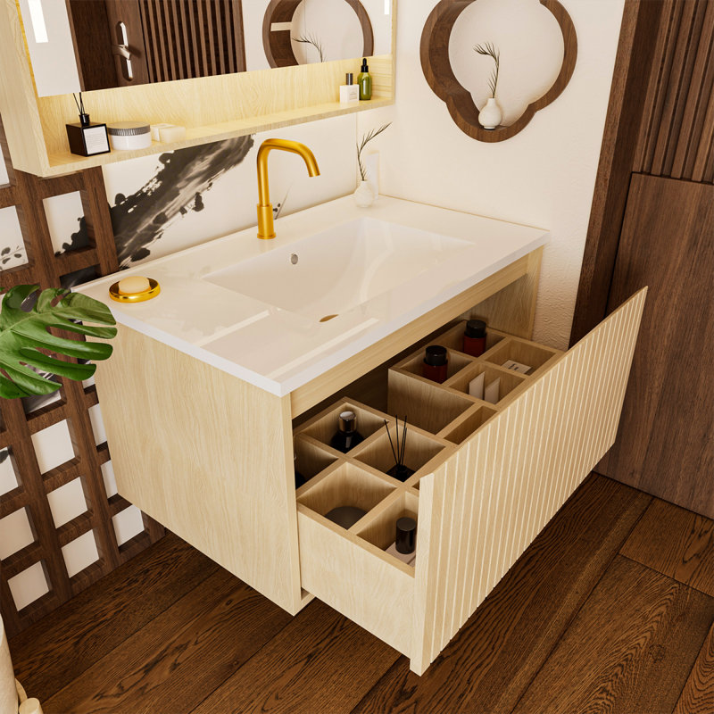 Armoire de meuble-lavabo 30 po sans lavabo en céramique, Chêne