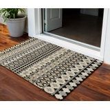 Tapis extérieur lavable quadrilobe gris anthracite 3 pi x 5 pi