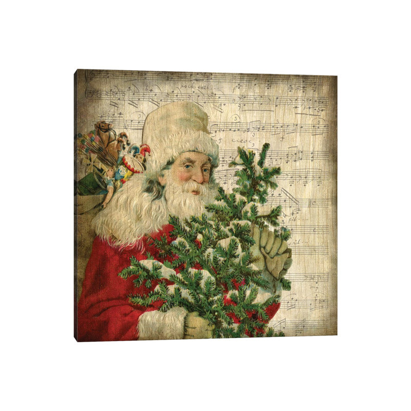 «Vintage Santa II» par Kimberly Allen, reproduction sur toile tendue, H 12 po x l 12 po x P 0,75 po