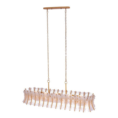 Luminaire suspendu linéaire en feuille d'or oxydé 12 LT Gossamer Kalco