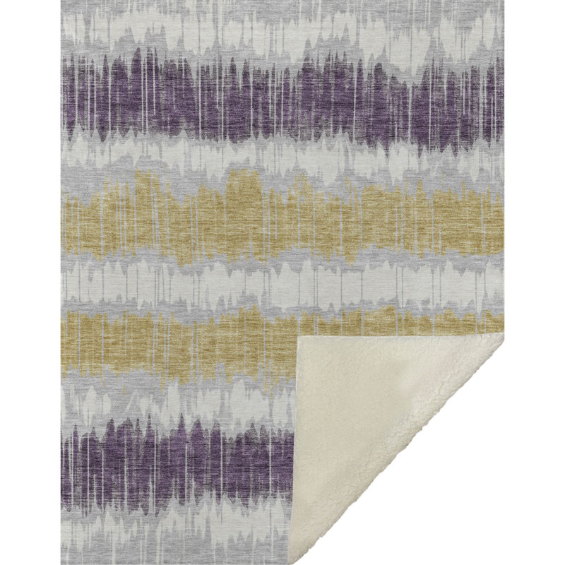 Jeté à rayures Addison Sherpa ASB755, Argent argent