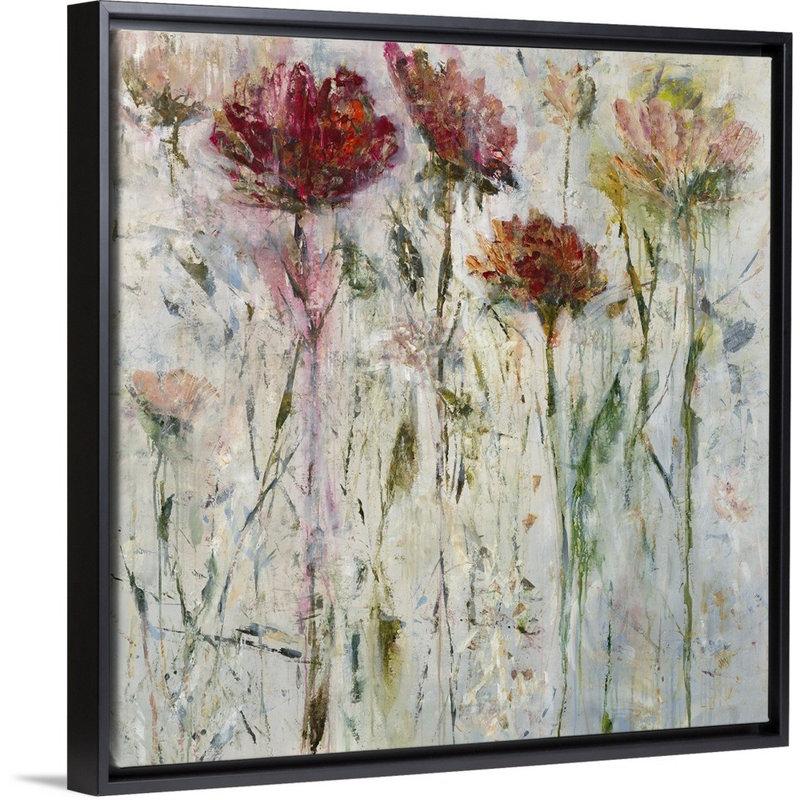 « subtil approche », peinture sur toile, H 25,7 po x l 25,7 po x P 1,75 po, Cadre flottant noir