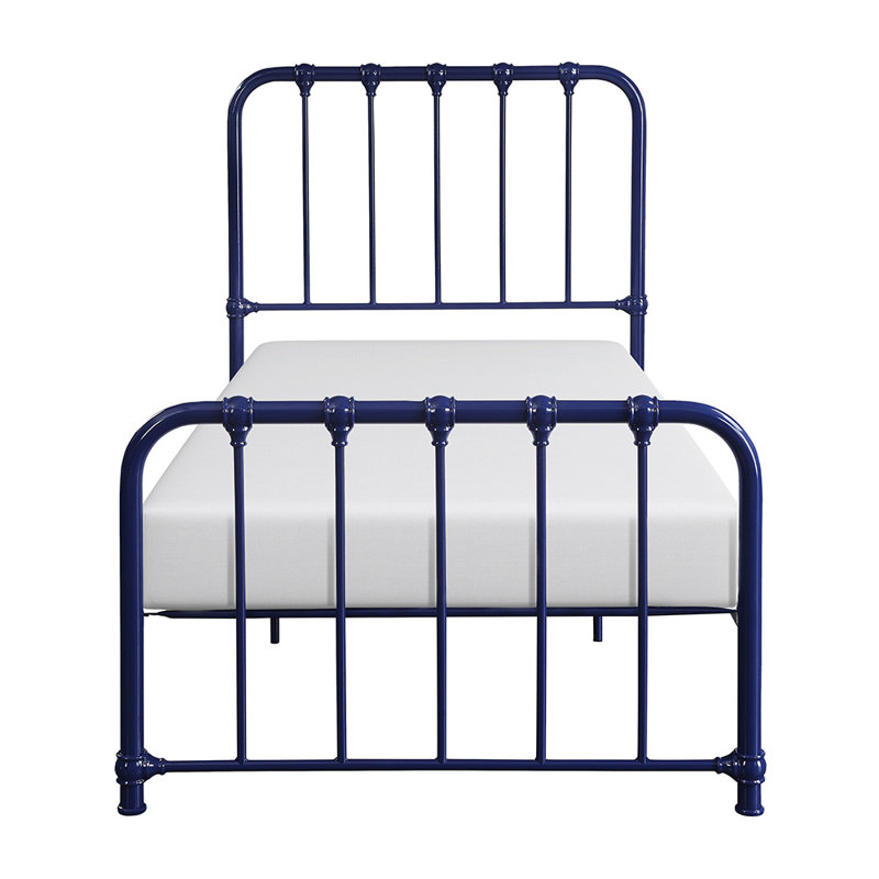 Lueras Metal Spindle Bed, Blue, Twin