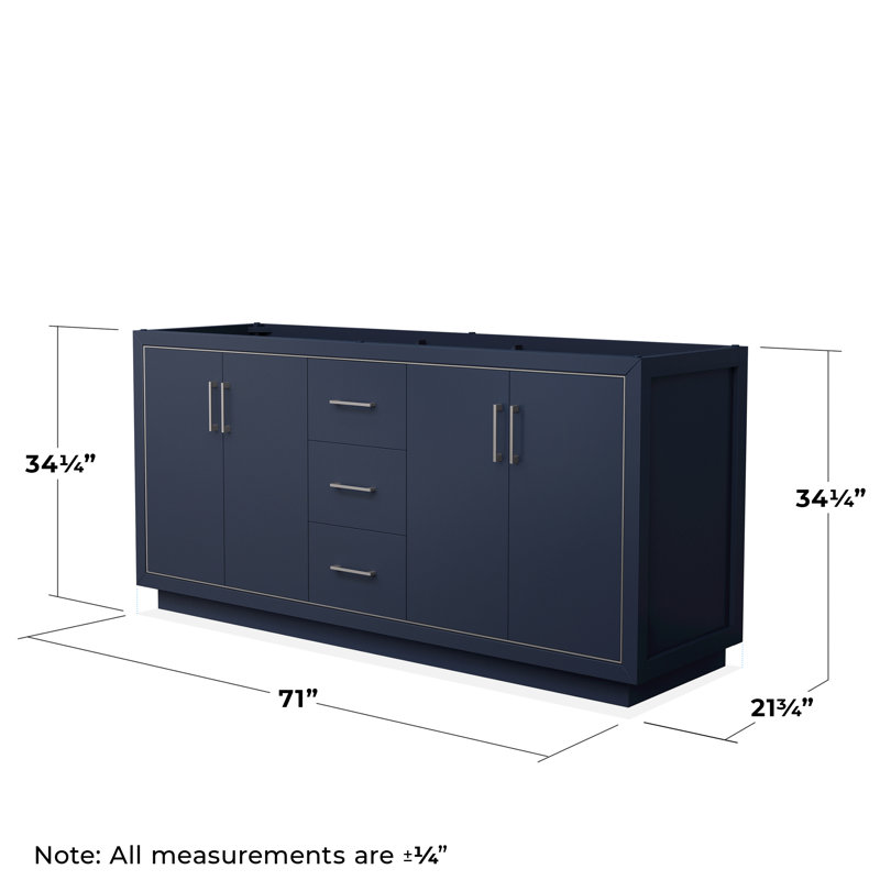 Icon 72" Double Bathroom Vanity Base Only, Dark Blue
