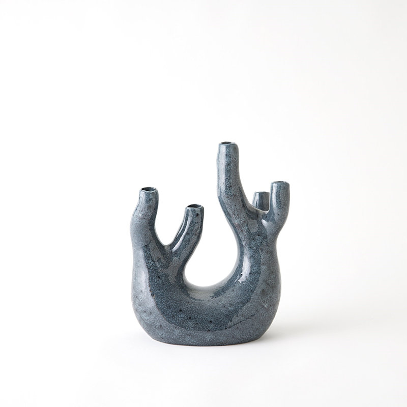 Creation Handmade Earthenware Table Vase, Blue