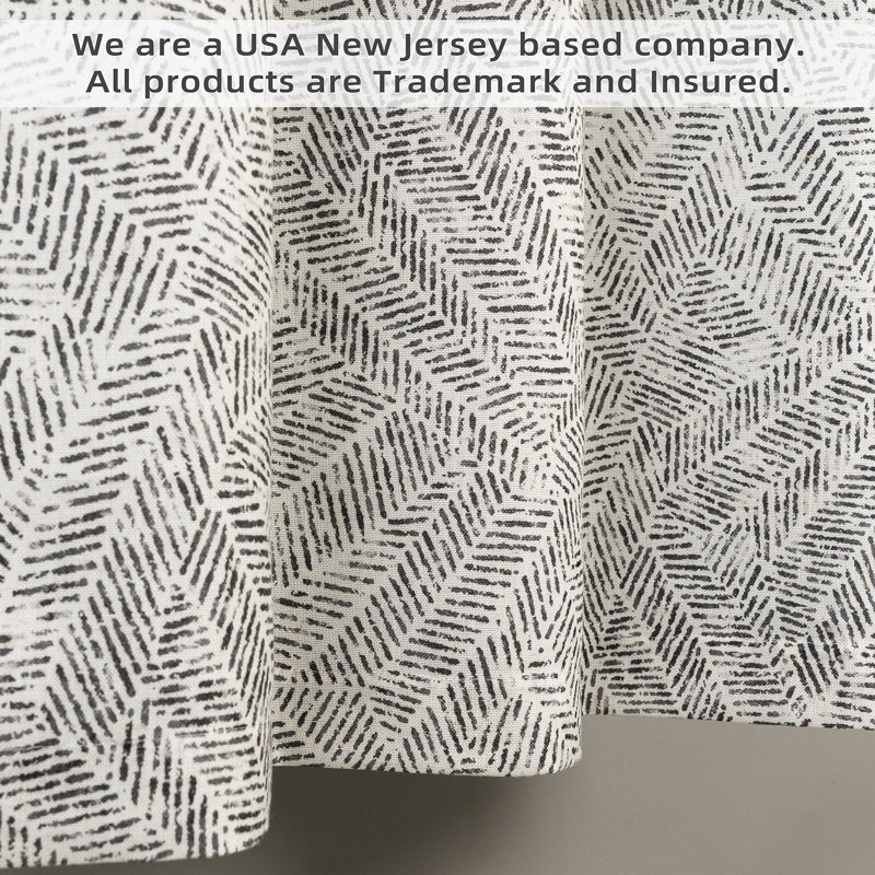Black and White Linen Blend 52'' Rod Pocket Valance