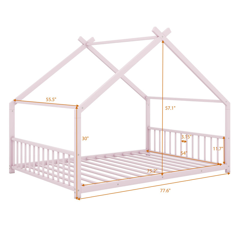 Tomita Metal House Bed, Pink, Full