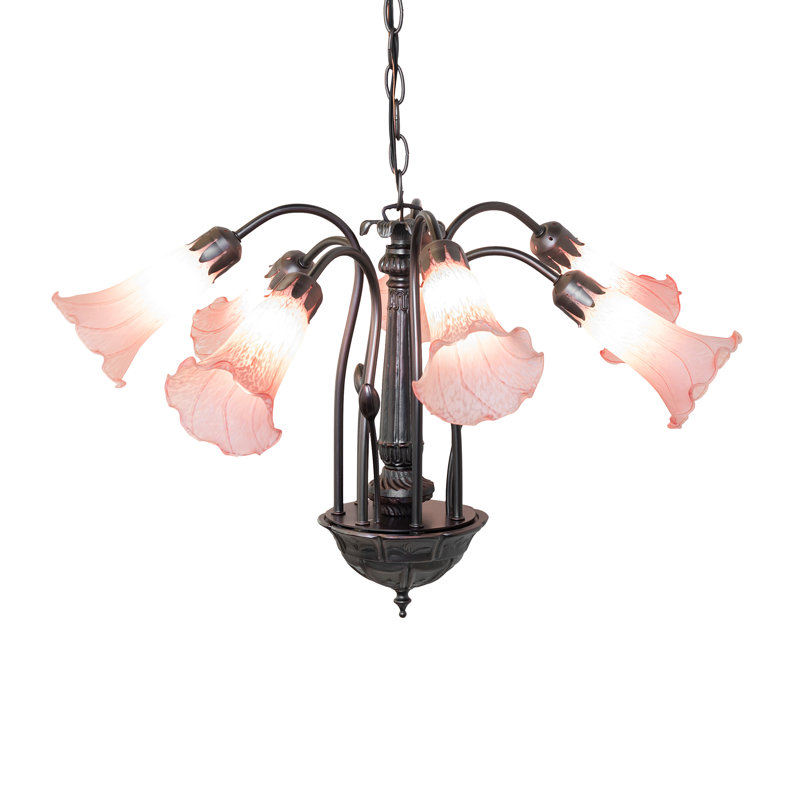 Hildigard 7 - Light Dimmable Classic / Traditional Chandelier, Pink