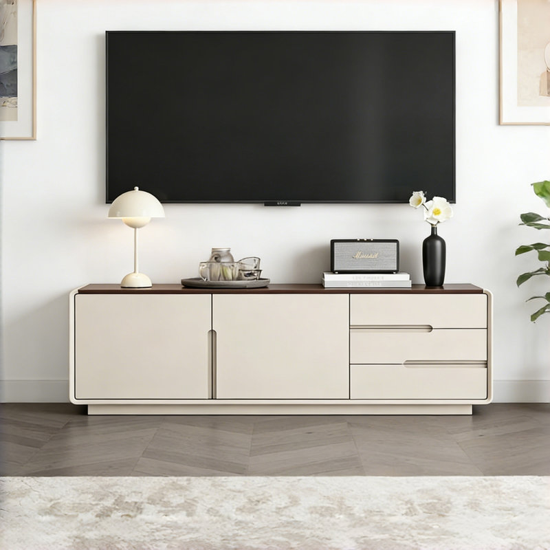 Meuble télé français de style crème français, H 23,62 po x L 70,87 po x l 15,75 po