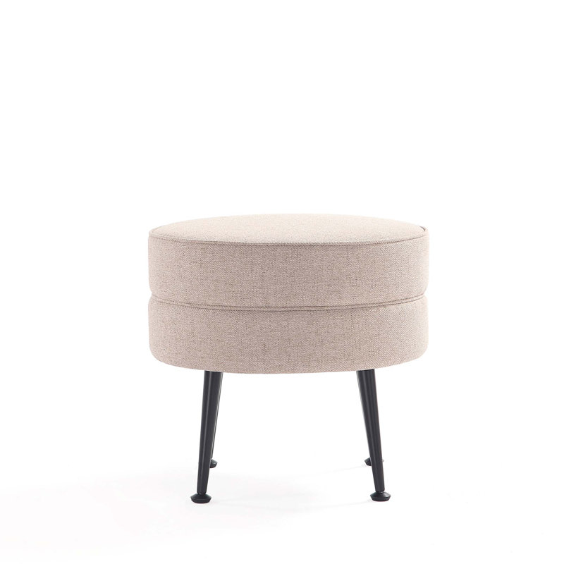 Upholstered Accent Ottoman | Solid Wood Base In Wheat | Gift Idea, Black, Wheat