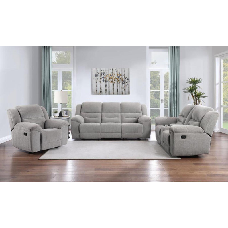 Rodden Chenille Upholstered Reclining Sofa Gray