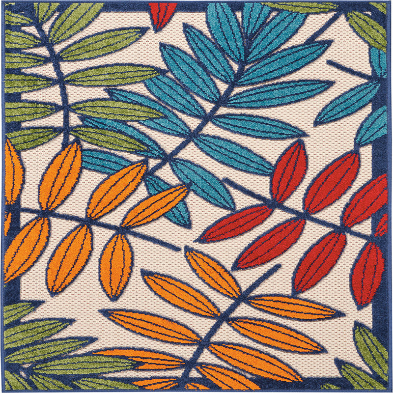 Tapis or, vert et bleu à motif floral pour l'intérieur et l'extérieur Eaglin, Rectangle 2 pi 8 po x 4 pi