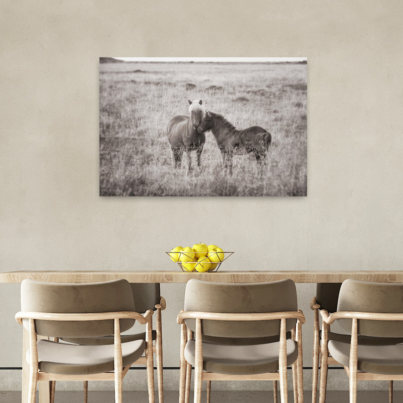 Pâturages, liberté, tranquillité, abstrait, cheval, paysage contemporain, art naturel, H 24 po x l 36 po