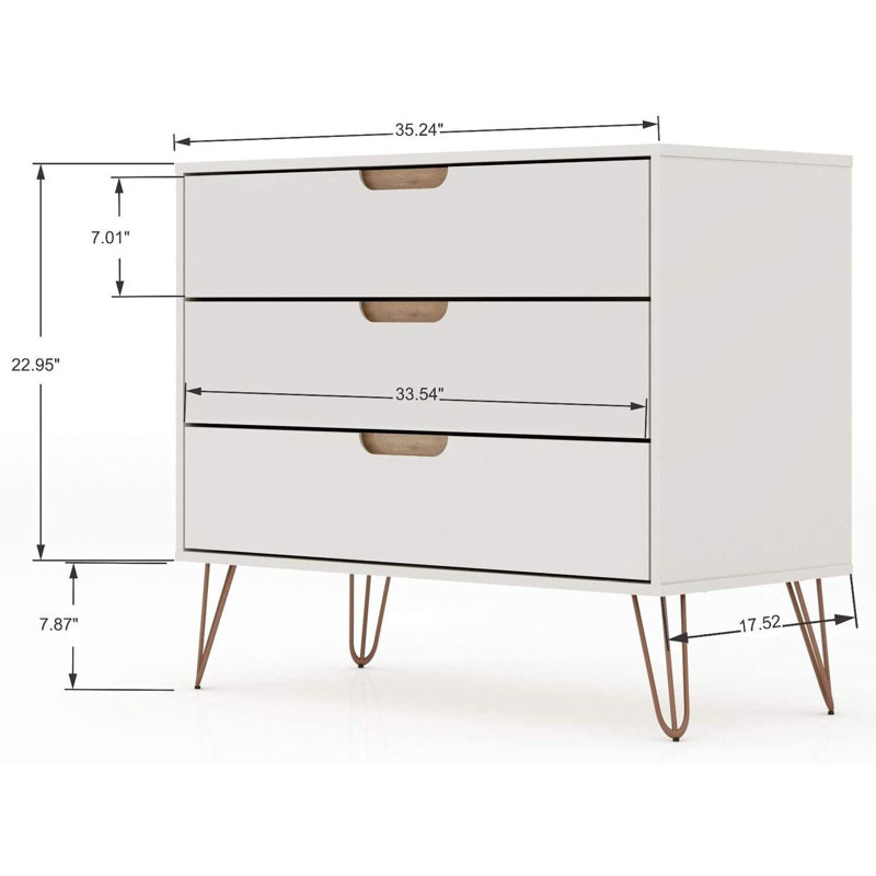 17.52 " W 3 - Drawer Dresser