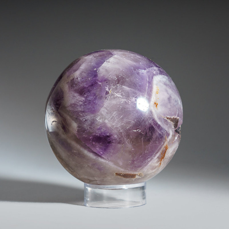 Polished Chevron Amethyst Sphere from Brazil, 3" H x 3" W x 3" D