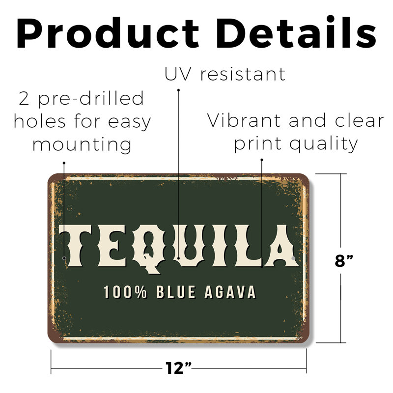 Enseigne en plastique 8 po x 12 po Tequila Street