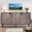  55.1 Inch 3 Drawer Storage Cabinet with Adjustable Shelf & Doors, Modern Sideboard Buffet Cabinet with Storage, Free Standing Accent Cabinetry for Dining Room, Entryway-857134452