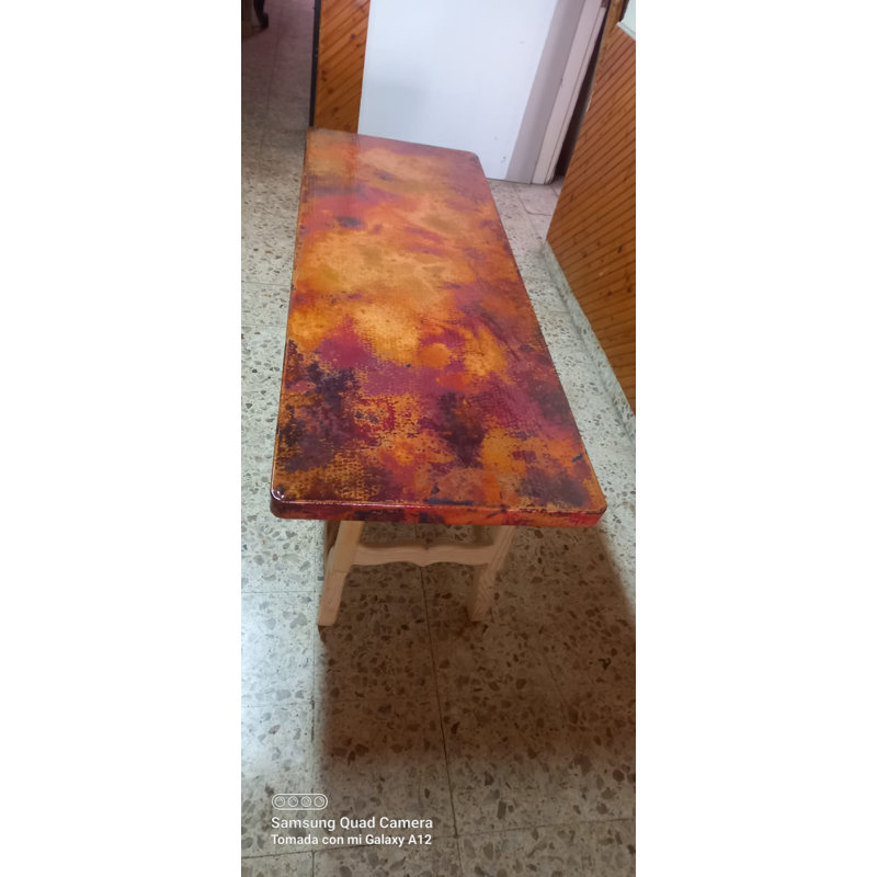 Hand-forged Iron Console Table: Hammered Copper Top, Rustic Entryway Decor