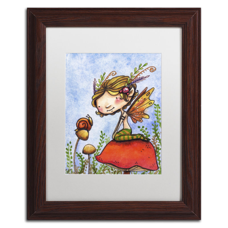 « escargot conte », art encadré, H 14 po x l 11 po x P 0,5 po, Blanc