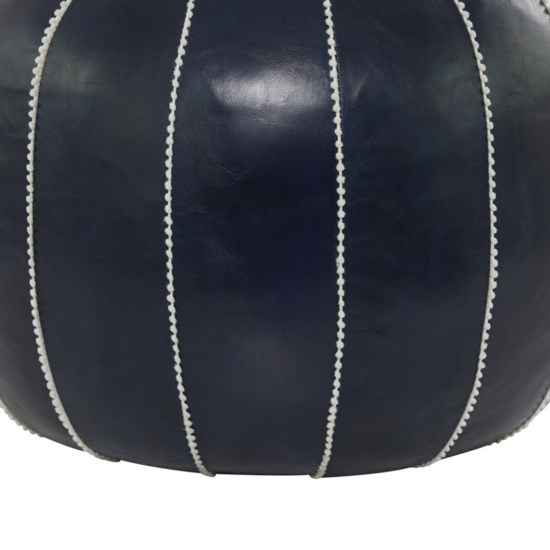 Pouf Innis Cole, Cuir bleu foncé assorti