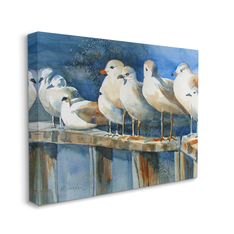 Balade sur la plage avec balançoires côtières par MB Cunningham - Peinture, Toile tendue, H 16 po x l 20 po x P 1,5 po