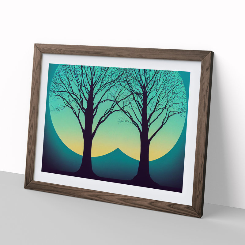 Pleasing Trees Abstract 1 Piece Single Picture Frame Wall Art, 46cm H x 64cm W x 2cm D, Walnut Framed