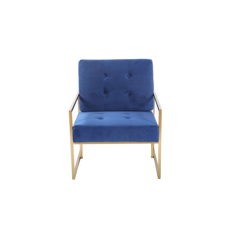 Idalou Plush Velvet Tufted Retro Accent/Salon Chair, Blue, Gold