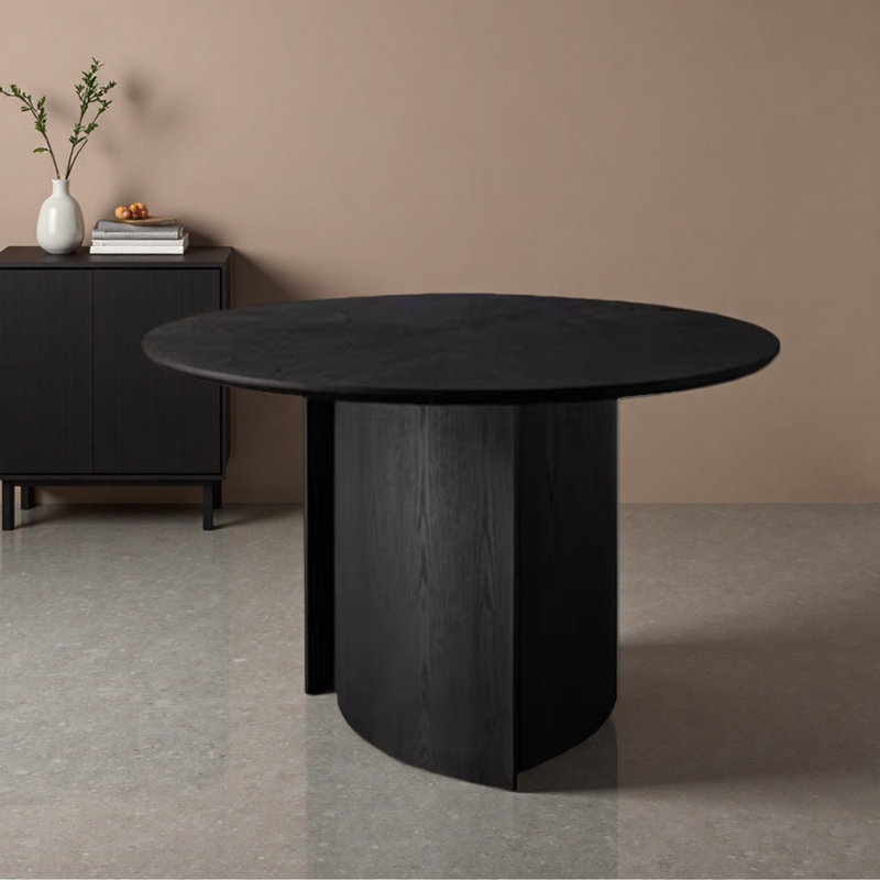 Grande table ronde noire en bois massif multicouche, H 29,21 po x L 51,18 po x l 51,18 po