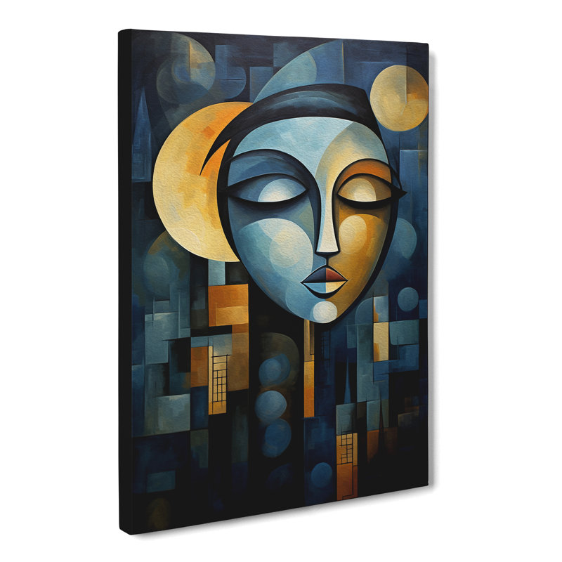 Moon Cubism - Single Picture Frame Print, 50cm H x 35cm W x 3cm D