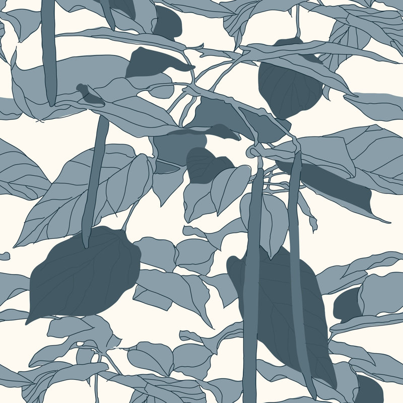 Papier peint canopée, Non encollé, Bleu fumé, Faux Grasscloth